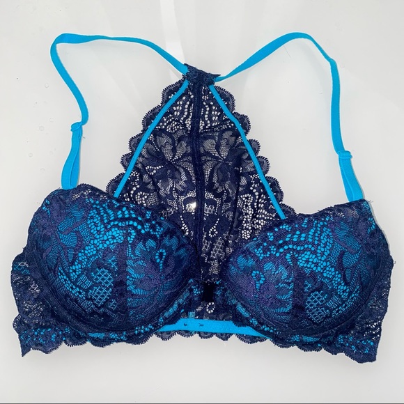 PINK Victoria's Secret Other - PINK Victoria’s Secret Blue Lace Push-up Bra